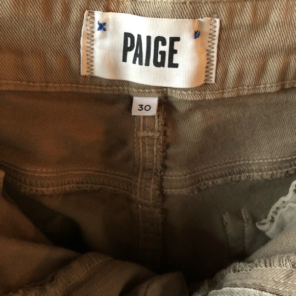 Paige stretch skinny jeans in khaki w/zipper ankle - Picture 5 of 8